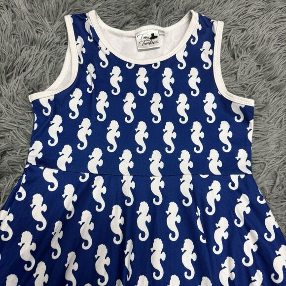 Tiny Twirls Seahorse Print Dress Size 7/8 - Picture 2 of 5